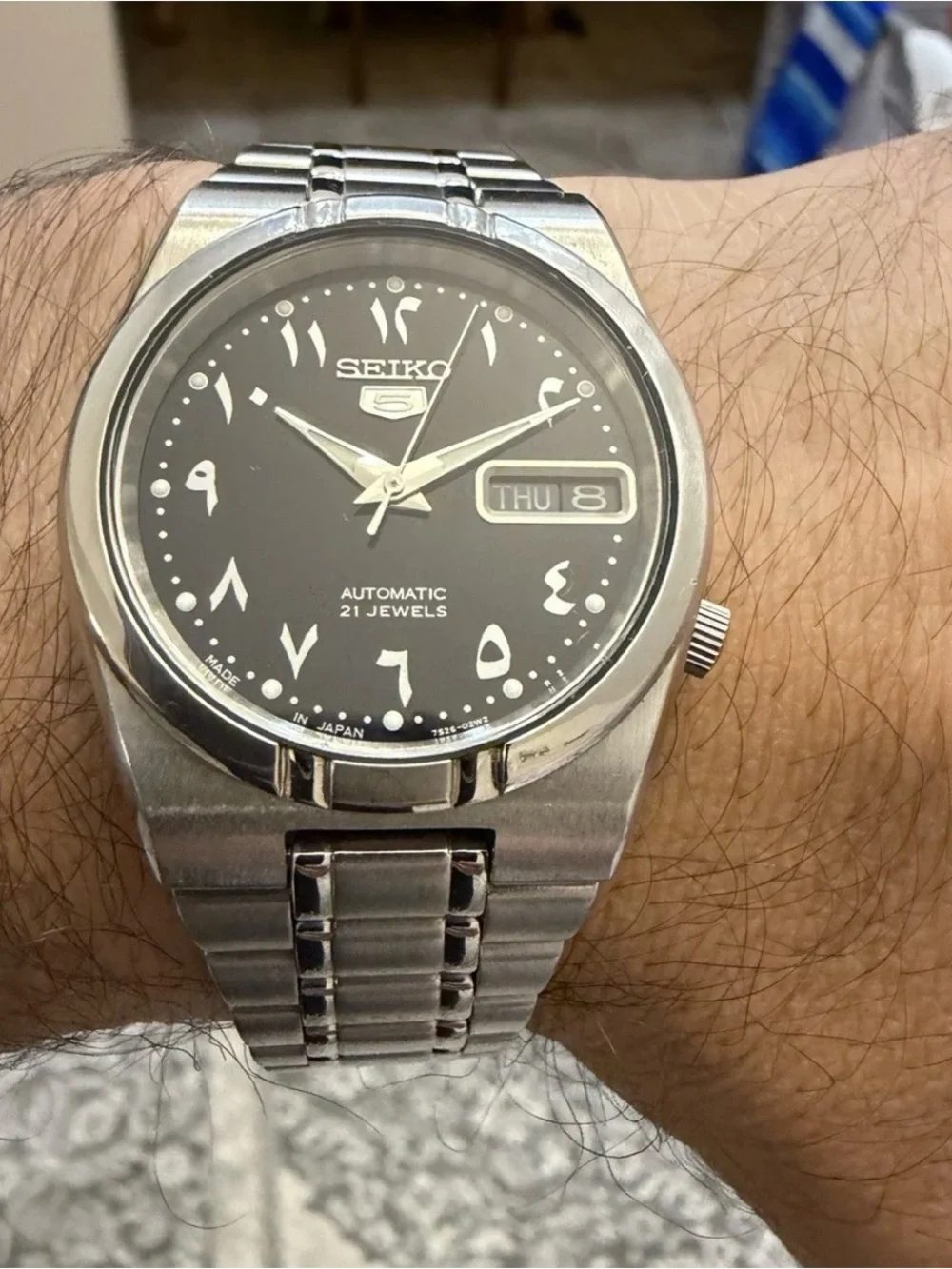 Seiko 5 SNK063J5 Automatic Arabic Dial Black Mens Watch 7S26-01H0 Made In Japan